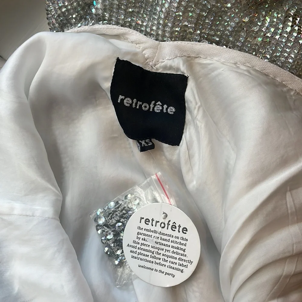 XS Retrofete Denisa Metallic Slip Dress - gorgeous V-back - Picture 5 of 6